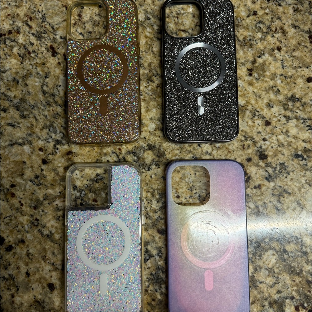 Stylish Gold and Black Phone Cases with Glittery Texture